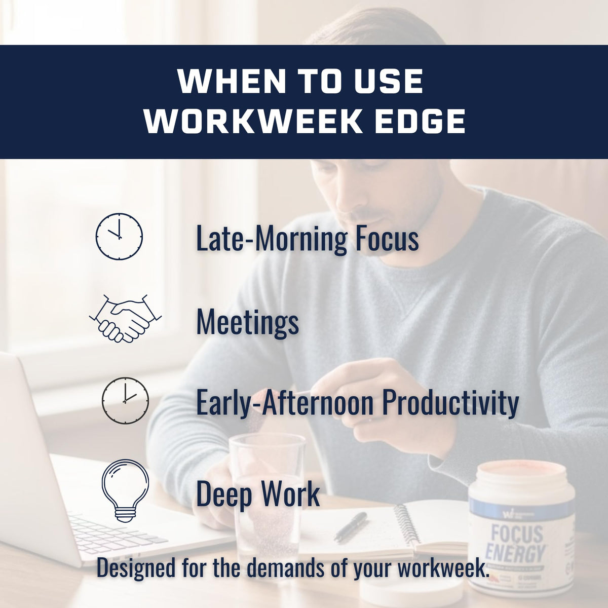 Workweek Edge Focus & Energy Drink Mix Powder – Zero Sugar, 100mg Caffeine + L-Theanine + L-Tyrosine Calm Nootropic Supplement for Steady Focus & Clean Energy – (25 Servings) Workweek Edge buy supplements Au