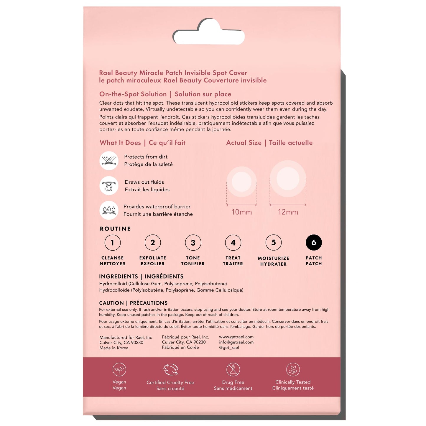 Rael Pimple Patches, Miracle Invisible Spot Cover - Hydrocolloid Acne Pimple Patch