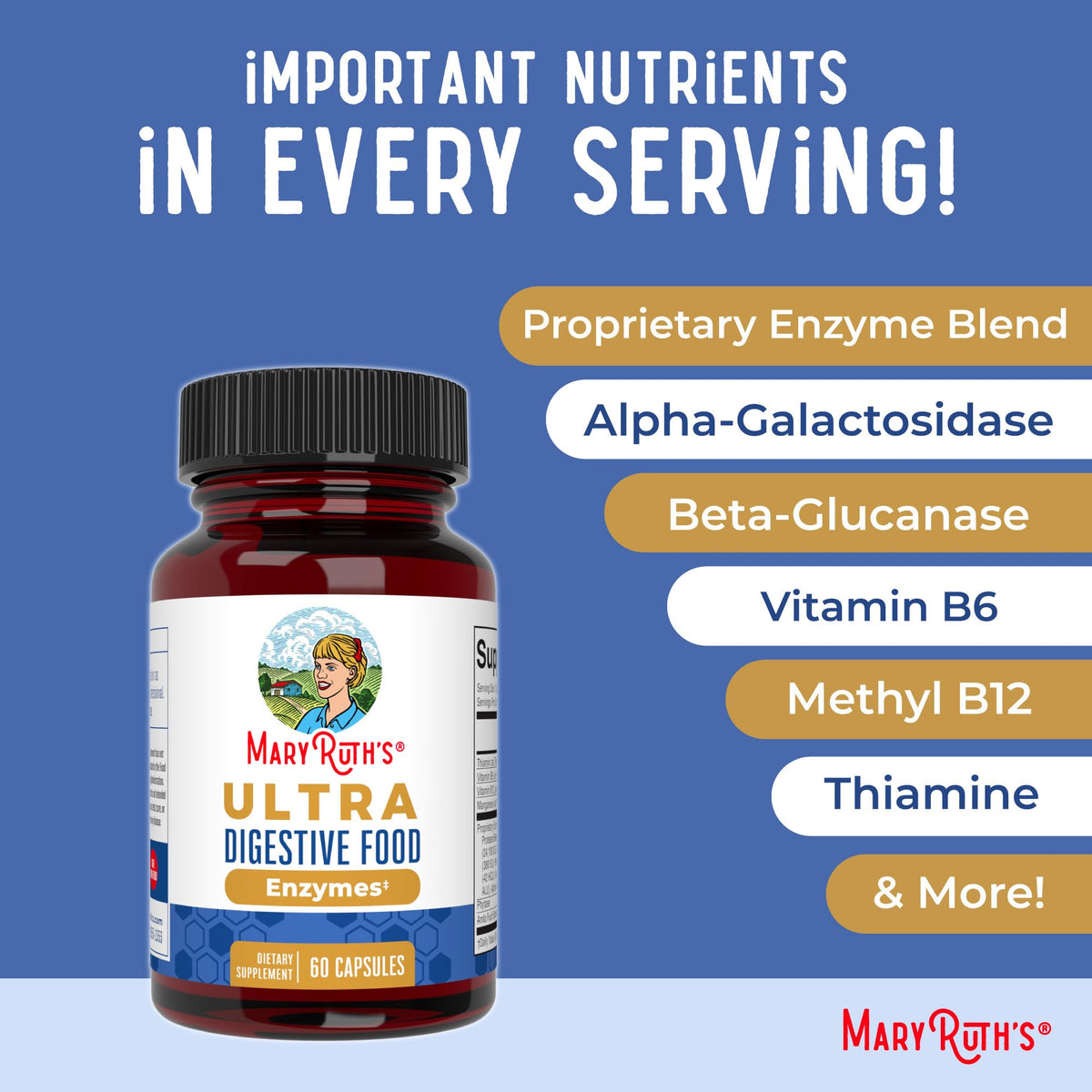 MaryRuth Organics Ultra Digestive Enzymes Capsules | Up to 2 Month Supply | Supplement for Gut Health Support | Digestion & Immune Support
