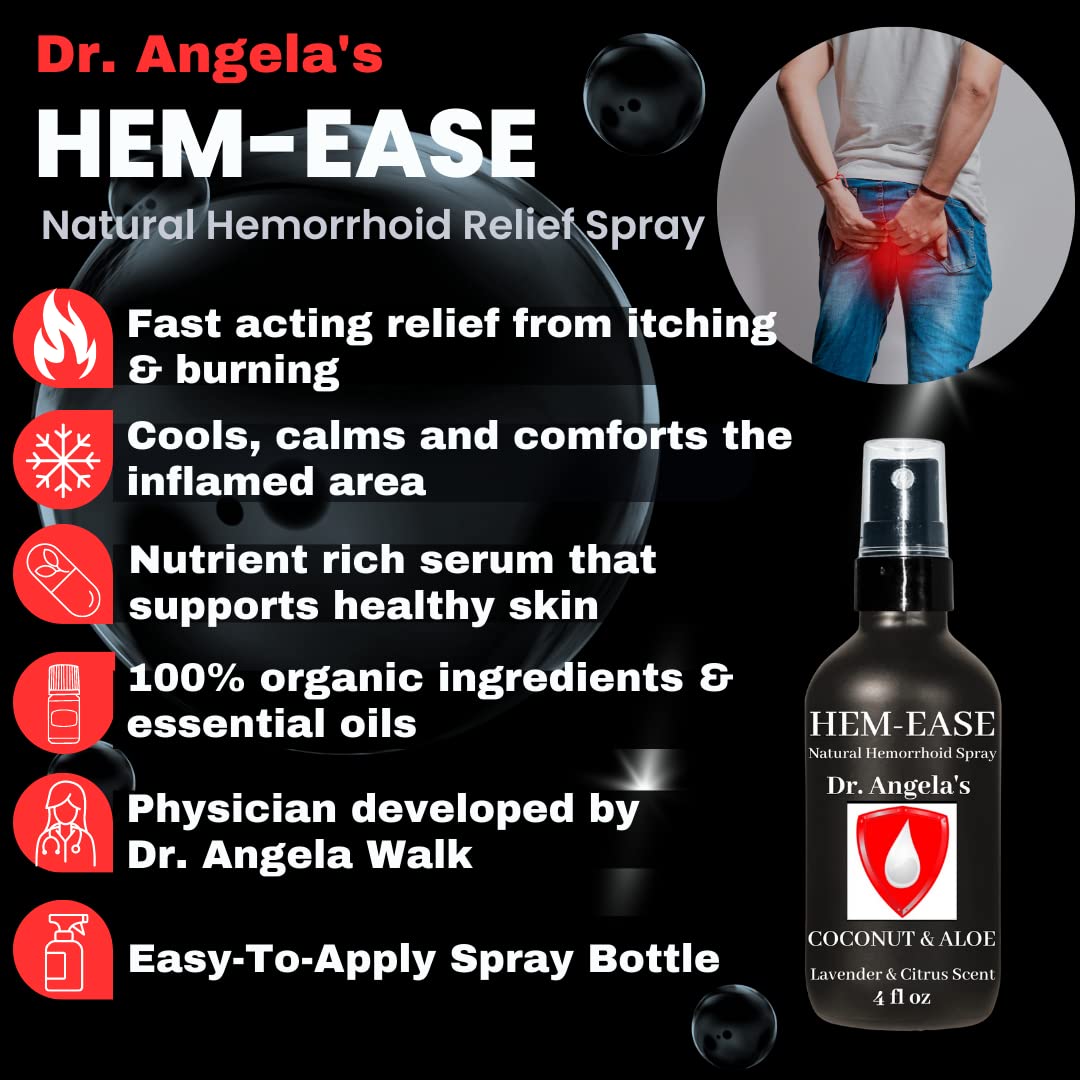 Dr. Angela's Hemorrhoid Treatment Spray | Organic Aloe Vera, Witch Hazel & Essential Oils Turmeric & Tea Tree | Natural Itching & Burning Relief Cream Doctor Angela EssentialBuy Supplements Australia