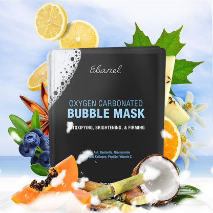 Ebanel Bundle of 15-Pack Collagen Face Mask, and 10-Pack Carbonated Bubble Clay Mask