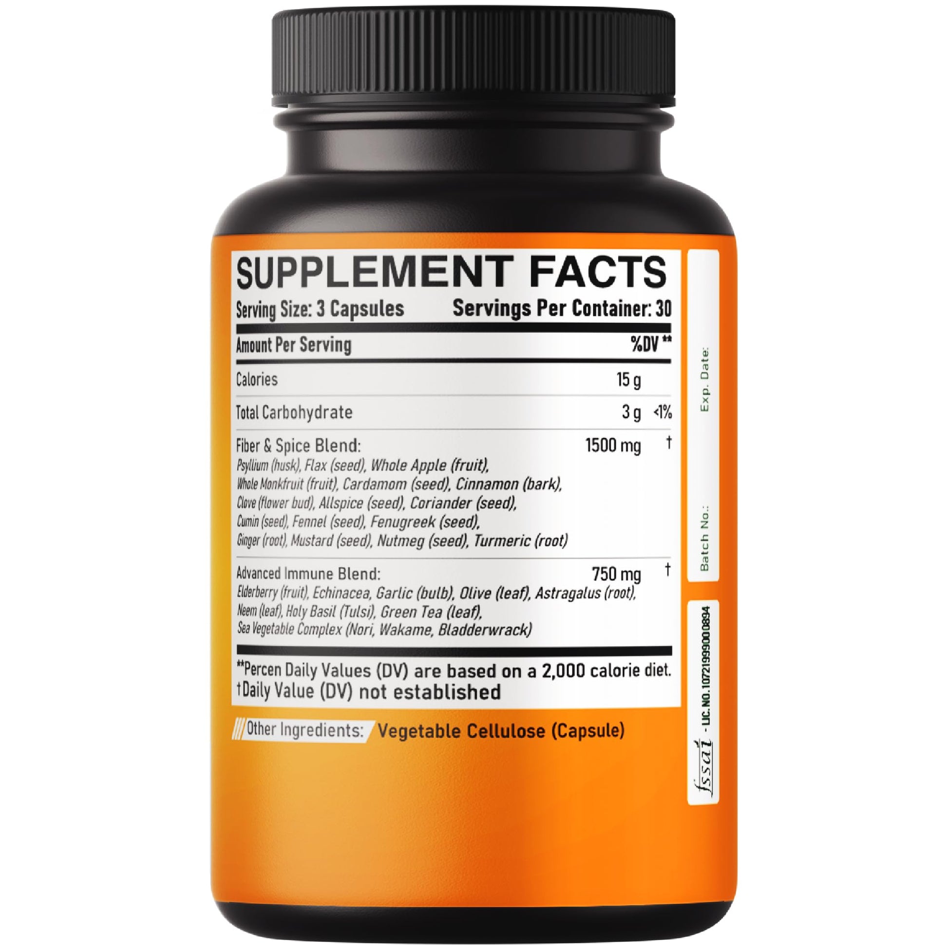 DEDICAD 27in1 Fiber and Spice Supplement - Combined with Organic Psyllium, Whole Apple, Elderberry & More - Support Mood, Body & Immunity - 90 Capsules for 1 Month DEDICAD buy supplements Au