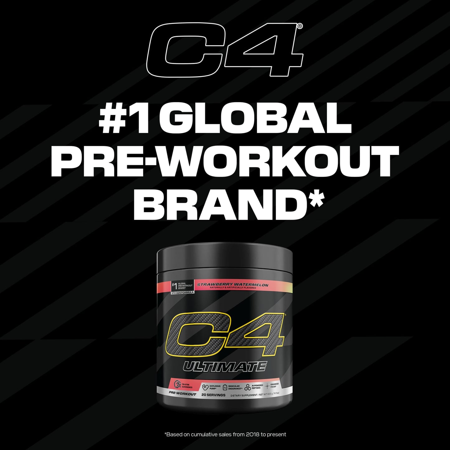 C4 Ultimate Pre Workout Powder Watermelon - Sugar Free Preworkout Energy Supplement for Men & Women - 300mg Caffeine + 3.2g Beta Alanine