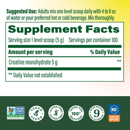 MegaFood Micronized Creatine Monohydrate Powder - Unflavored Post & Pre Workout Powder for Men & Women - Cognitive & Exercise Performance Support
