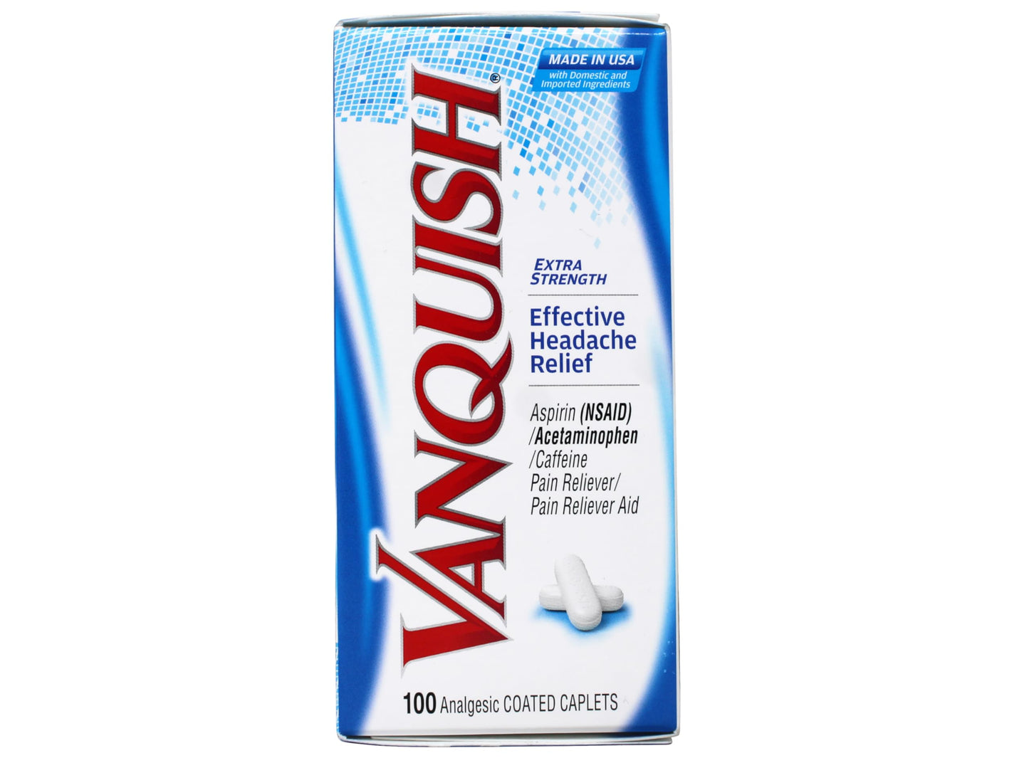Vanquish Extra Strength Pain Reliever Headache Relief Aspirin Acetaminophen Caffeine 100 Coated Caplets (Pack of 2) VanquishBuy Supplements Australia