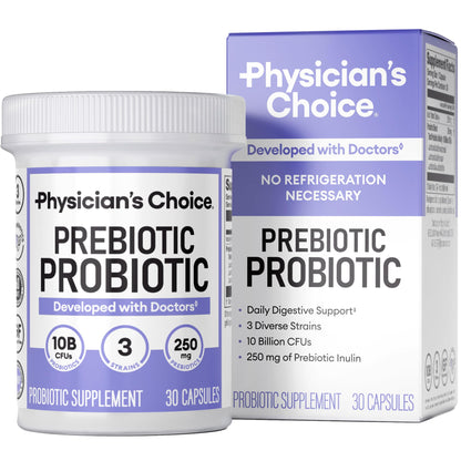 Physician's CHOICE Prebiotic-Probiotic - Multi-Strain Probiotics & Synergistic Prebiotics -Designed for Digestive Health, Supporting Gut Microbiome