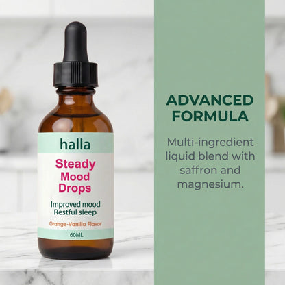 Halla Steady Mood Drops, with Saffron Extract – Fast Absorption Cognitive & Emotional Balance Supplement – Advanced Brain Nutrient Blend – Orange Vanilla Flavor, 2 fl oz DFTLUUEBuy Supplements Australia