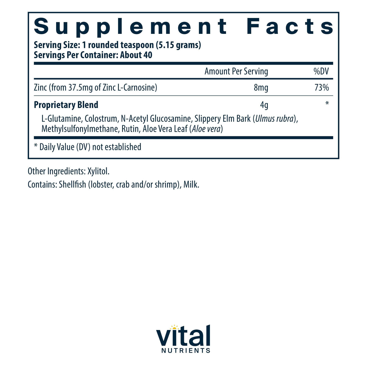Vital Nutrients GI Repair Powder - Leaky Gut Powder with L Glutamine and Zinc - Digestive Enzyme Supplement to Support Gut Health