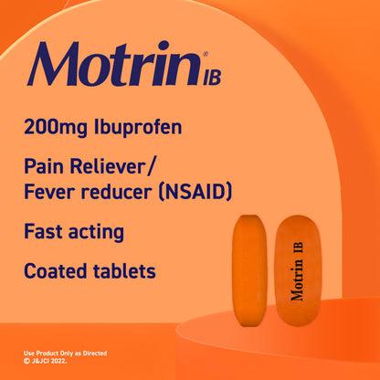 Motrin IB Ibuprofen 200mg Tablets, Ibuprofen Pain & Fever Reliever for Headache, Backache, Muscular Aches, Menstrual Pain & Minor Arthritis Pain, Over-The-Counter NSAID Medicine, 225 ct Motrin buy supplements Au