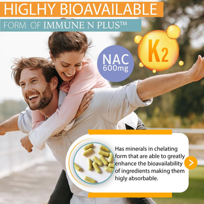 (90 Capsules), NAC 600mg, Quercetin 1,000mg, Vitamin C 500mg, Zinc 50mg, Vitamin D3 5,000iu, Selenium, Copper, Acerola, Ginger, Rutin, Citrus Bioflavonoids, Rose Hips, Echinacea, Immune N Plus 15 in 1 KAPPA NUTRITION buy supplements Au