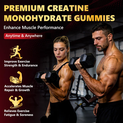 ZELKORE Creatine Monohydrate Gummies 6000mg for Men & Women, Sugar Free Creatine Gummy for Pre & Post Workout, High Absorption Supplement with BCAA, Support Boost Strength,
