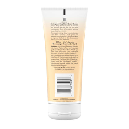 Neutrogena Deep Clean Daily Facial Cream Cleanser with Beta Hydroxy Acid to Remove Dirt
