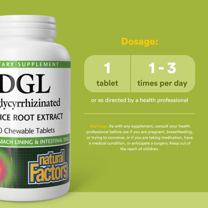Natural Factors DGL Chewable - Digestive Support Supplement with Licorice Root Extract - Chewable Tablets Support Stomach Lining & Health - Non-GMO & Gluten-Free