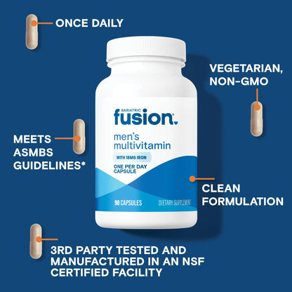 Bariatric Fusion One Per Day Bariatric Multivitamin with Iron for Men | with Prostate and Heart Support Vitamins* | Bariatric Fusion