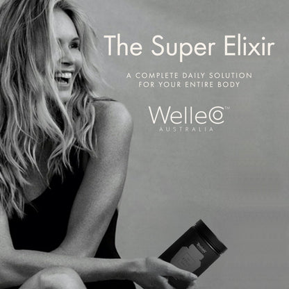 WelleCo The Super Elixir Daily Greens Powder, Probiotic Drink Mix with Whole Foods, Gluten Free, Vegan Gut Health Powder, Energy, Immunity, Healthy Skin, Hair & Nails (300g, Lemon Ginger) WelleCo buy supplements Au