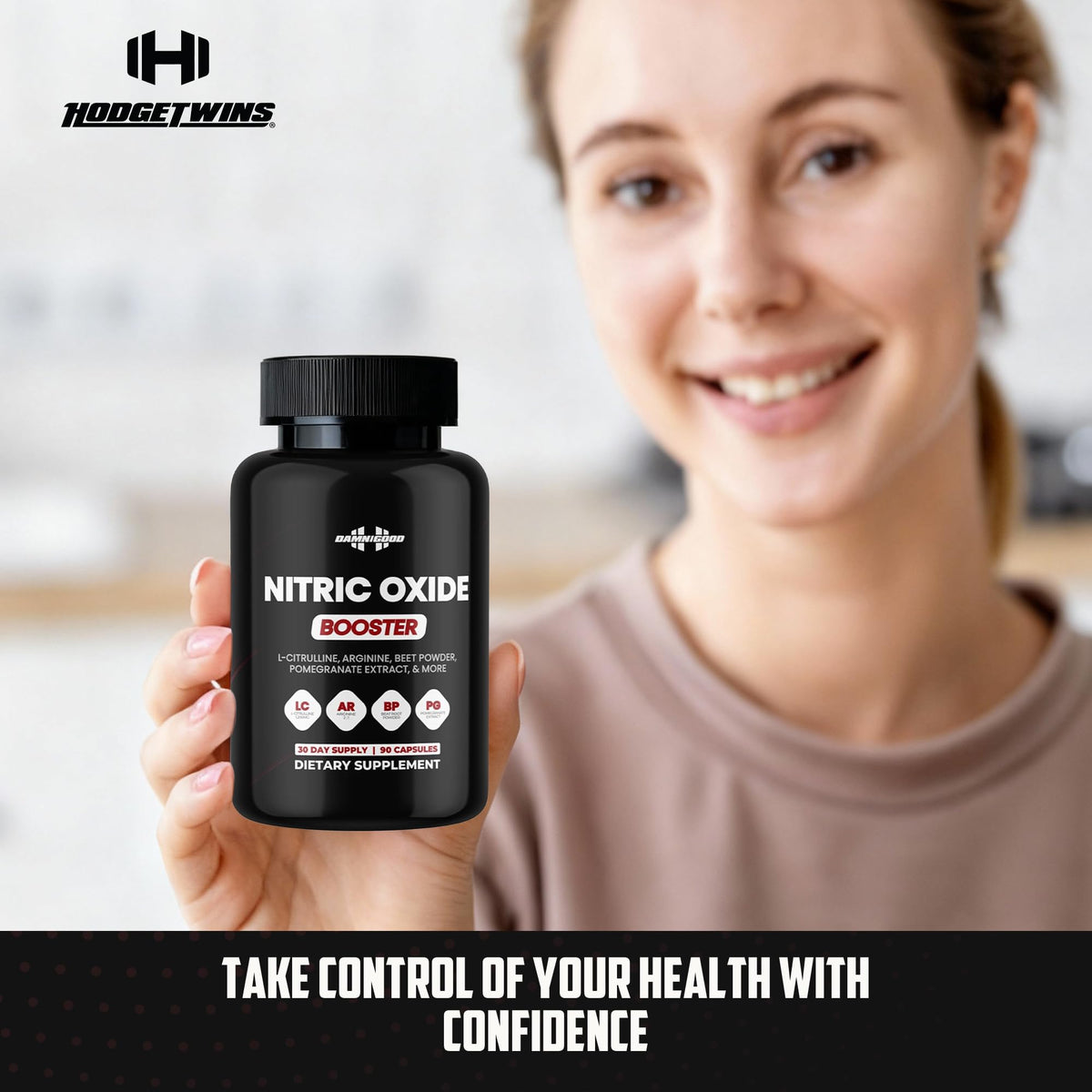 DAMN GOOD The Hodge Twins Nitric Oxide Booster – Beet Root Nitric Oxide & Arginine Citrulline Supplement, Pomegranate Blend for Workout Drive, Endurance Support & Pump Power - 90 Capsules DAMN GOODBuy Supplements Australia