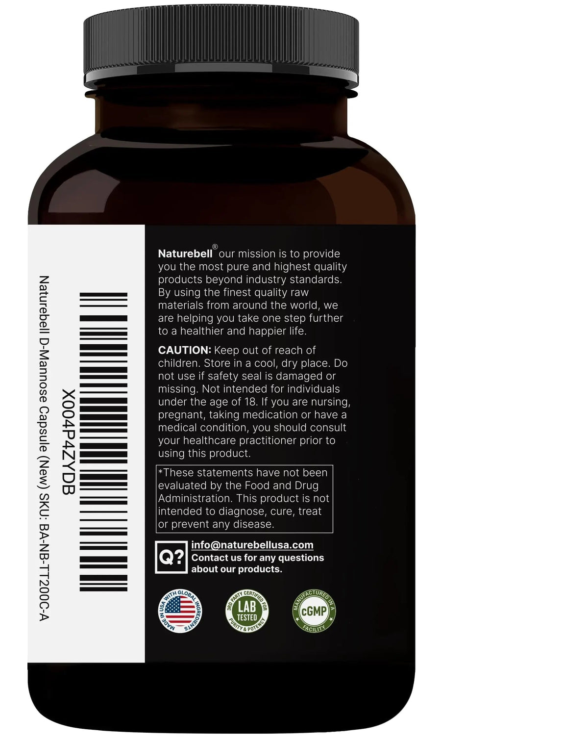NatureBell D-Mannose 500mg Capsules (2,000mg Per Serving) | 240 Veggie Capsules + Cranberry Concentrate 40mg – Fast Acting Urinary Tract Health Pills – Ultra UTI Support for Women & Men NatureBellBuy Supplements Australia