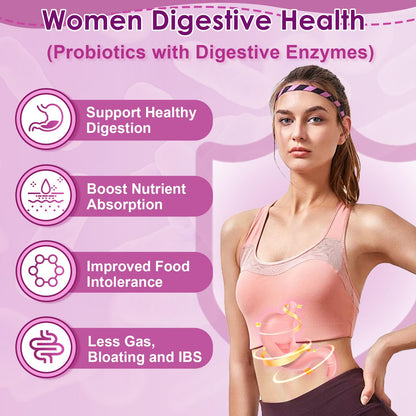 NATURE TARGET Probiotics for Women, 100 Billion CFUs Probiotic with Digestive Enzymes & Prebiotics, Vaginal Probiotics with Cranberry for Urinary Tract Health,