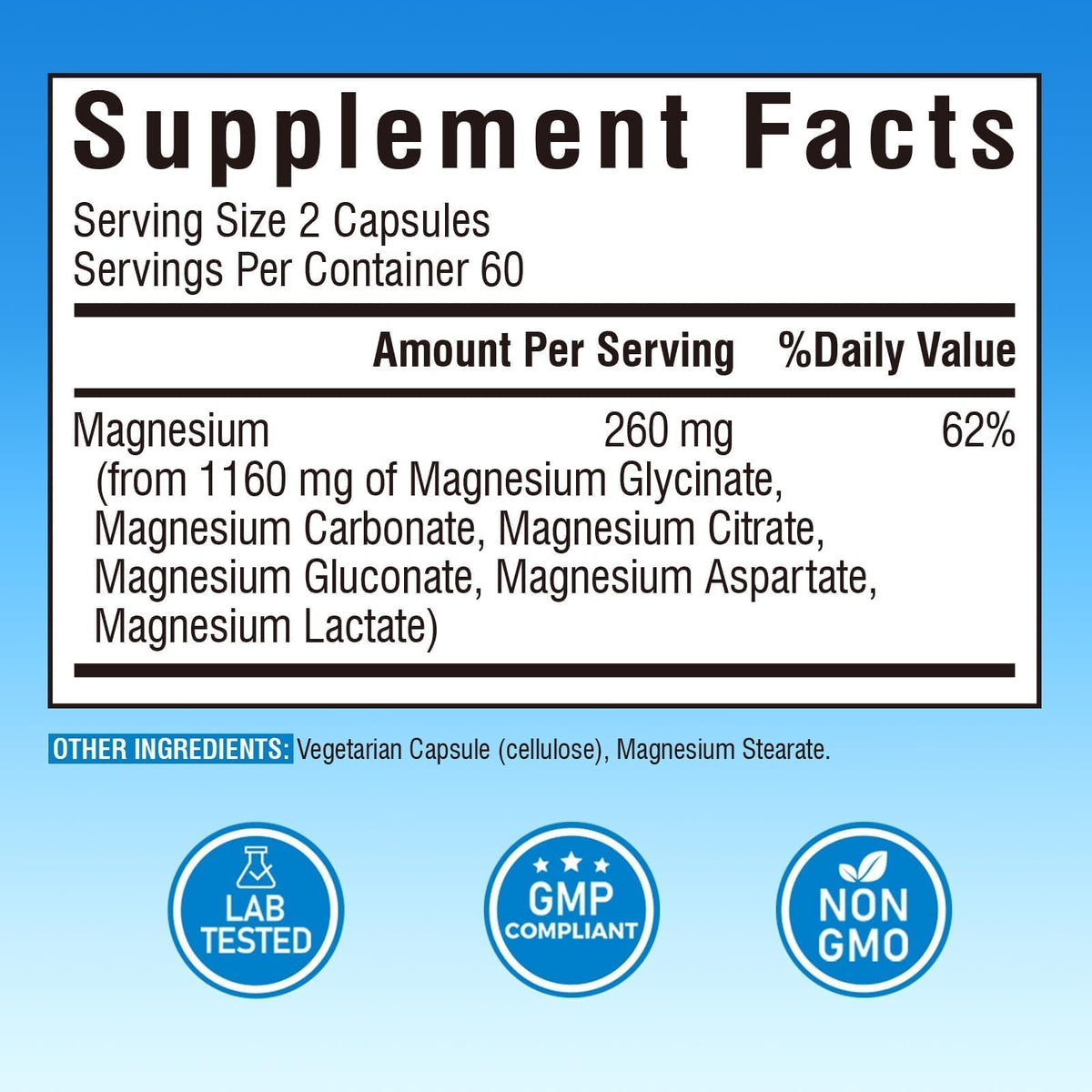 Vitalibre 6 in 1 Magnesium Complex for Women Men, 260mg Elemental Magnesium | Max Absorption | Chelated Magnesium Supplement for Bone, Relaxation & Nerves Support | Non-GMO, 120 Vegan Capsules Vitalibre buy supplements Au
