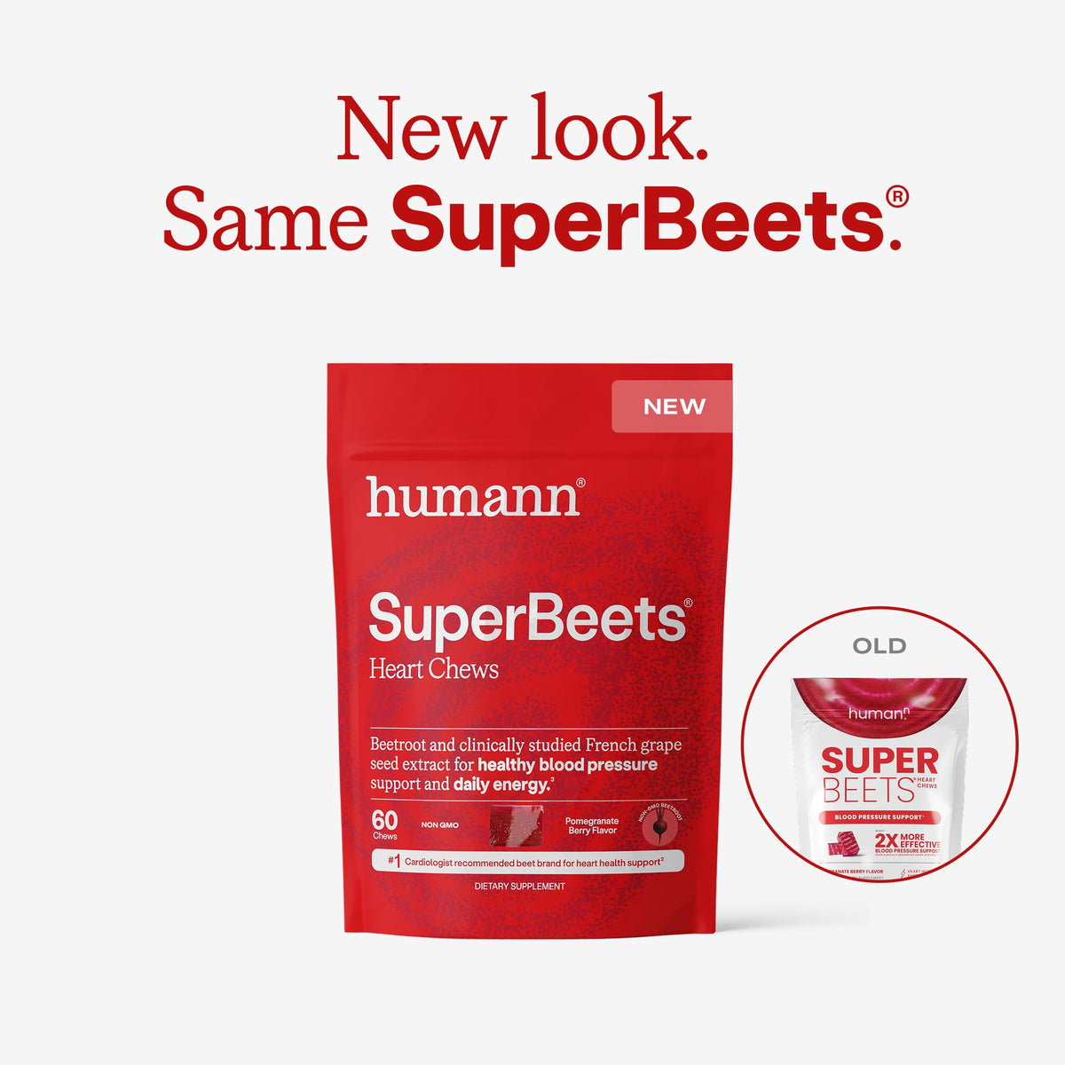 Humann SuperBeets Heart Chews, Beet Root Powder Support Energy Supplement, Nitric Oxide and Blood Pressure Support, Grape Seed Extract & Non-GMO, Heart Health, Pomegranate Berry Flavor, 60 Count Humann buy supplements Au