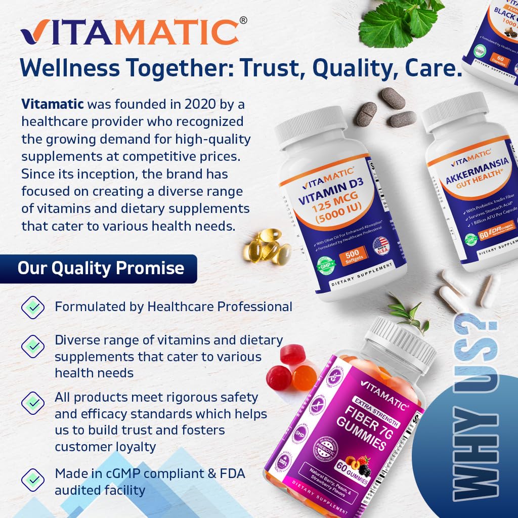 Vitamatic Akkermansia Muciniphila Gut Health - 60 DR Capsules (Delayed Released) - Made with Prebiotic Inulin Fiber