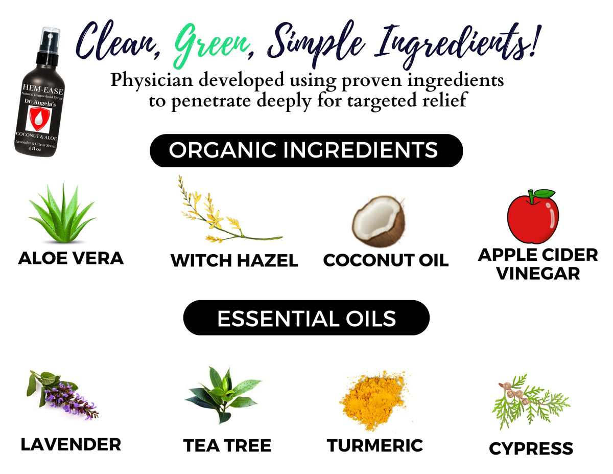 Dr. Angela's Hemorrhoid Treatment Spray | Organic Aloe Vera, Witch Hazel & Essential Oils Turmeric & Tea Tree | Natural Itching & Burning Relief Cream Doctor Angela EssentialBuy Supplements Australia