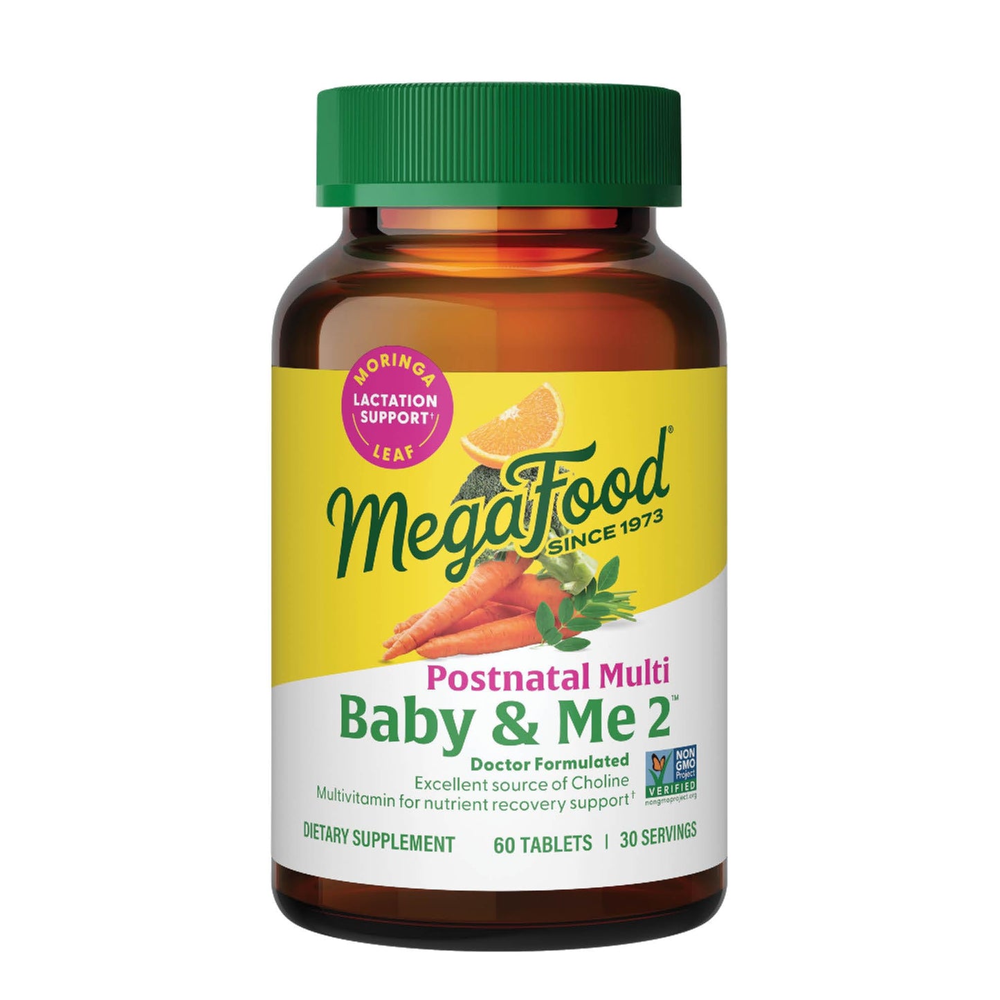 MegaFood Baby & Me 2 Postnatal Vitamins for Women Breastfeeding with Folate (Folic Acid Natural Form), Choline, Iodine, Vitamin D