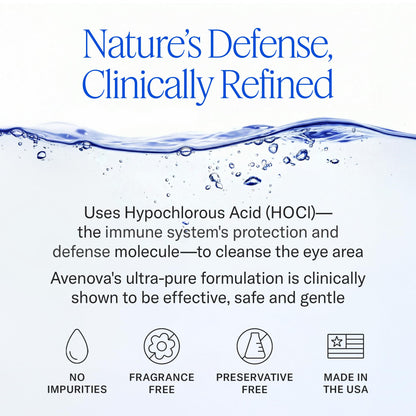 Avenova Eyelid and Eyelash Cleanser Spray - 20ml Bottle - Gentle Everyday Pure Hypochlorous Acid Spray for Eye Irritation