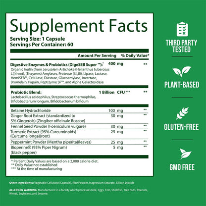 GoBiotix Digestive Enzymes Supplement with Prebiotics and Probiotics for Women and Men - Gut Health, Gluten Digestion, Lactose Absorption
