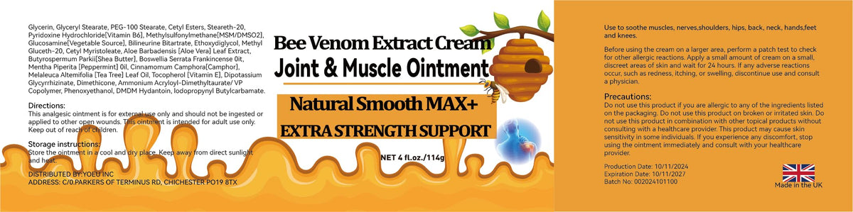 WONDROUSZ Bee Venom Joint Cream, Extra Strength Muscle & Bone Soothing Ointment, for Shoulder, Back, Neck, Hands, Feet, Leg, Knees, Ankle, Arthritis, Meniscus, for Adults, Seniors WONDROUSZBuy Supplements Australia