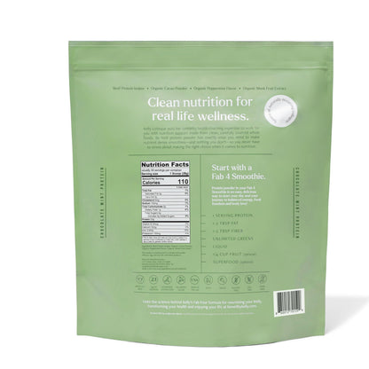 Be Well by Kelly Mint Chocolate Grass-Fed Beef Protein Powder, 23G of Protein & 1G of Carbs (4 Ingredients, 30 Servings) 9 Amino Acids + 3 BCAAs No Soy,
