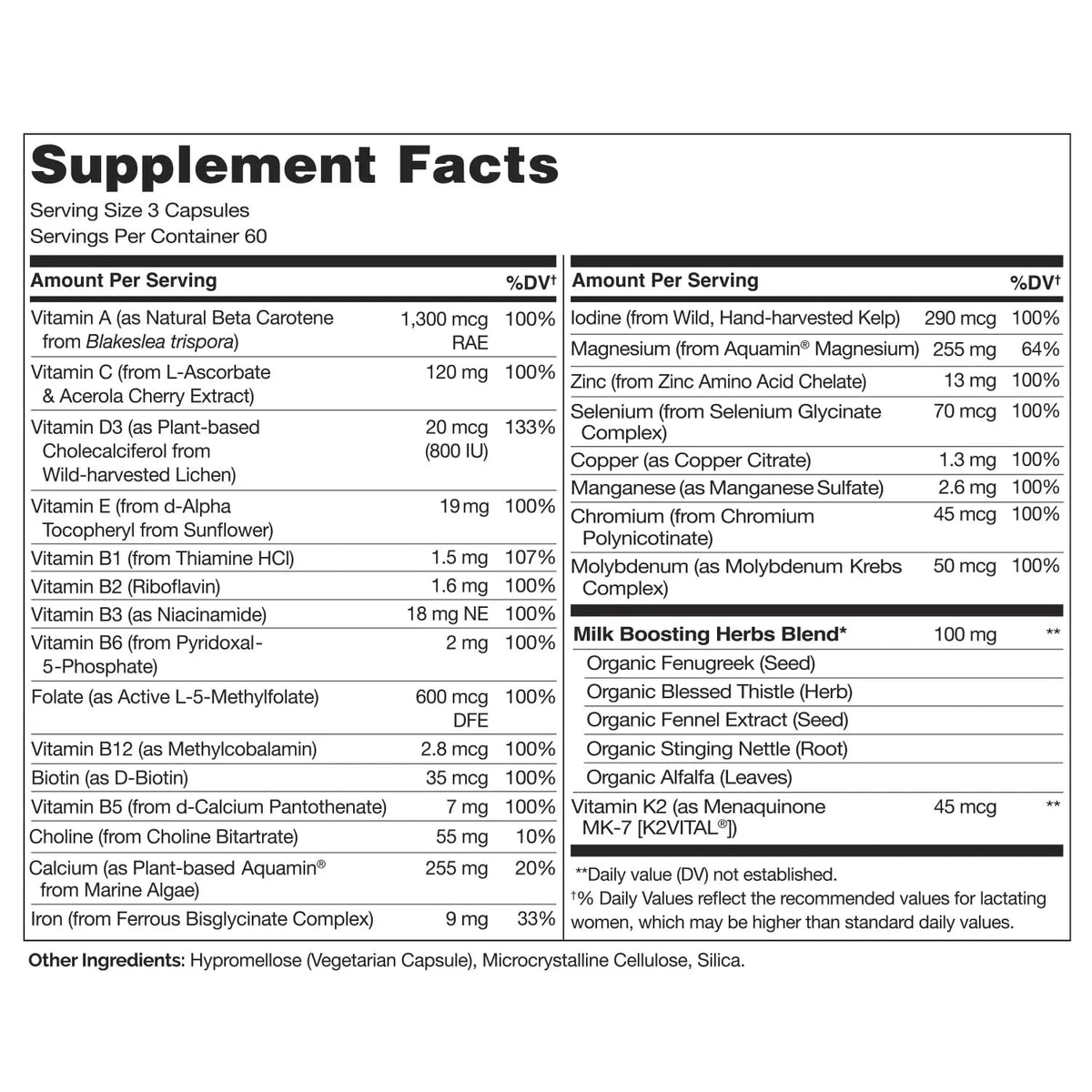 NATURELO Postnatal Multivitamin - Supplement for Breastfeeding Women - Plant-Based Vitamin D, Folate, Gentle Iron NATURELO
