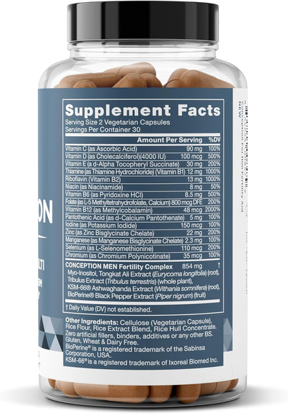 Eu Natural Conception for Him - Male Fertility Supplements with Ashwagandha, Folate & Zinc - Sperm Count, Motility & Strength Support - Fertility Support for Men, 60 Vegetarian Capsules Eu NaturalBuy Supplements Australia