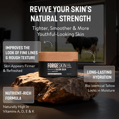 Forge Skin® Wrinkle Defense Beef Tallow Balm for Men [TALLOW-BASED] Moisturizer for Face Hydration - Hydrating Anti Aging Skin Cream