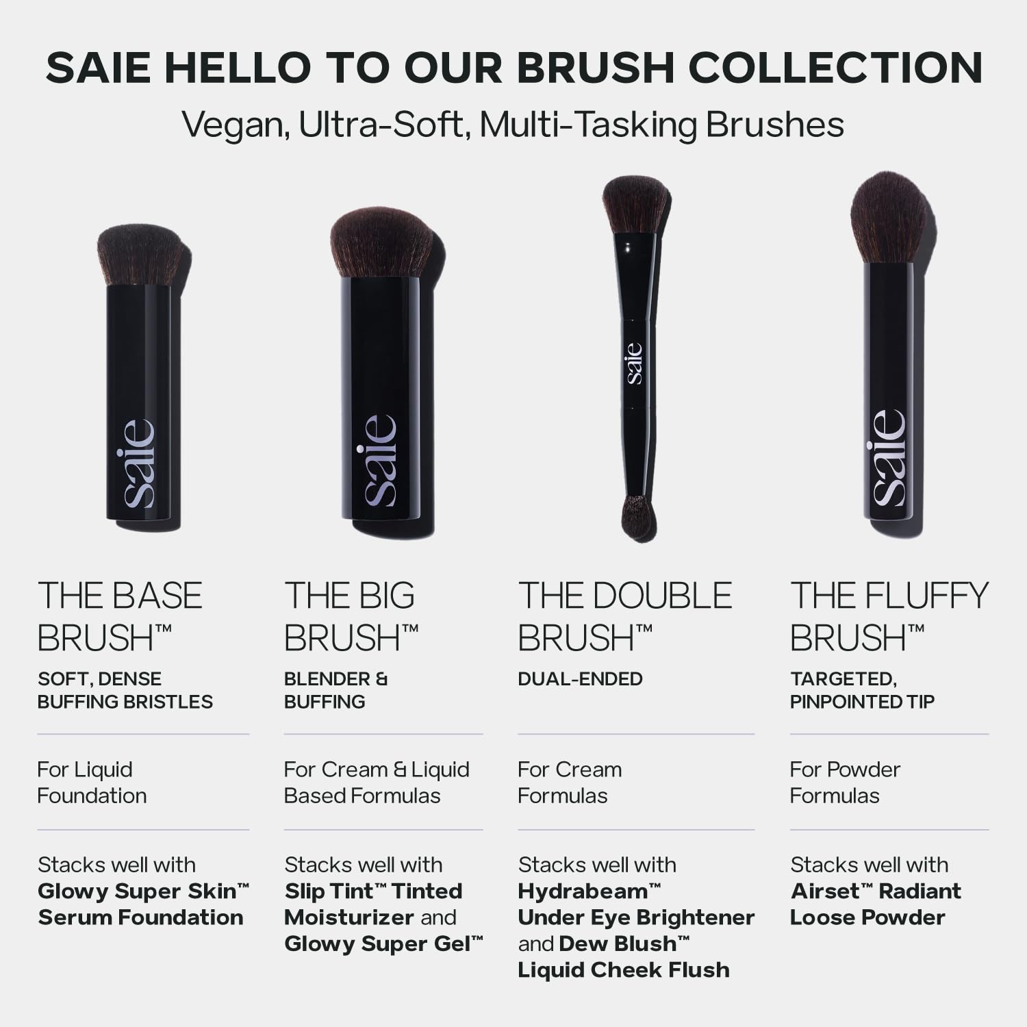 Saie The Big Liquid Foundation Brush - Soft, Multi-Use Makeup Brush for Buffing, Blending & Building - Made with Cruelty-Free, Synthetic Bristles & Creates a Seamless Finish (1 Count) SaieBuy Supplements Australia