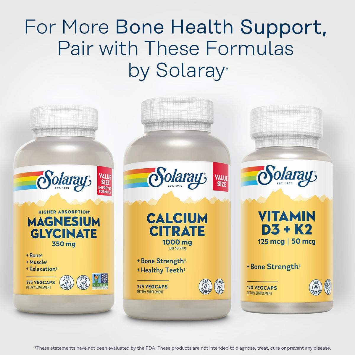 Solaray Calcium Citrate 1000mg - Chelated Calcium Supplement - Supports Bone Strength and Healthy Teeth - Easy to Digest