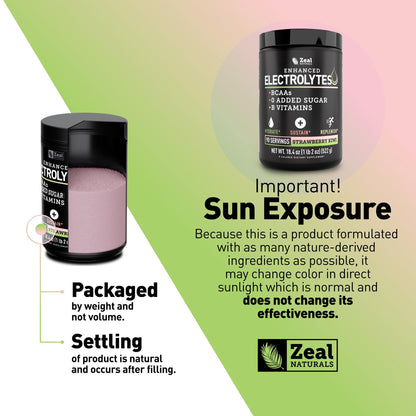 Zeal Electrolyte Powder - 90 Servings | Keto Electrolytes Powder | Zero Sugar, BCAAs, B-Vitamins | Potassium, Zinc, Magnesium