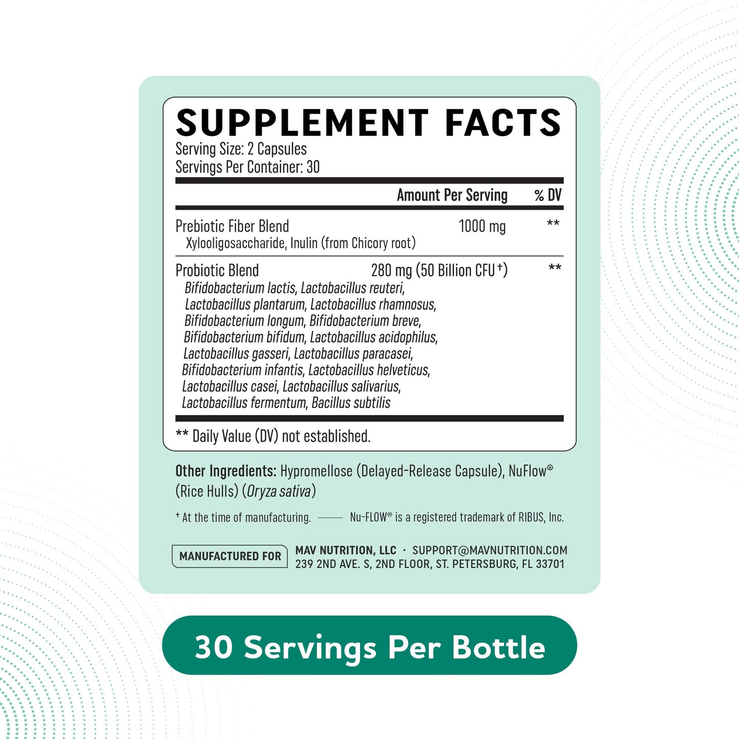 Prebiotics and Probiotics | 50 Billion CFU, 16 Probiotic Strains & Inulin Prebiotic Fiber | Delayed Release Capsules | Gut Health Support | Prebiotics and Probiotics for Women & Men | Non-GMO | 60 Ct MAV NUTRITION buy supplements Au