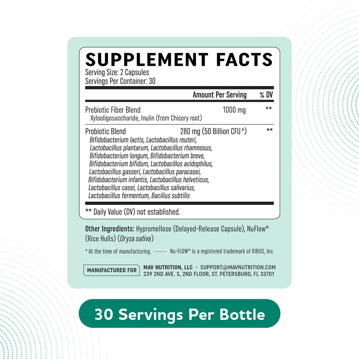 Prebiotics and Probiotics | 50 Billion CFU, 16 Probiotic Strains & Inulin Prebiotic Fiber | Delayed Release Capsules | Gut Health Support | Prebiotics and Probiotics for Women & Men | Non-GMO | 60 Ct MAV NUTRITION buy supplements Au