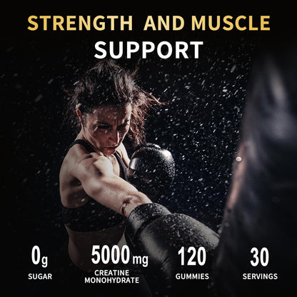 OUYIYUA Creatine Monohydrate Gummies 5000mg for Men & Women - Sugar Free Pre-Workout Supplement, Chewables for Muscle Strength, Muscle Builder