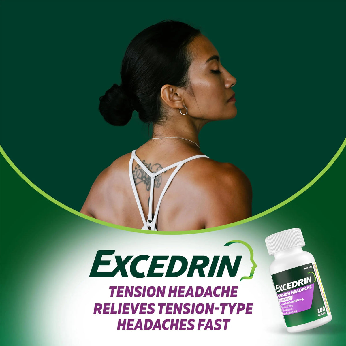 Excedrin Tension Headache Relief Caplets, Acetaminophen 500mg, Caffeine 65mg, Pain Reliever, Aspirin-Free, 100 Count ExcedrinBuy Supplements Australia