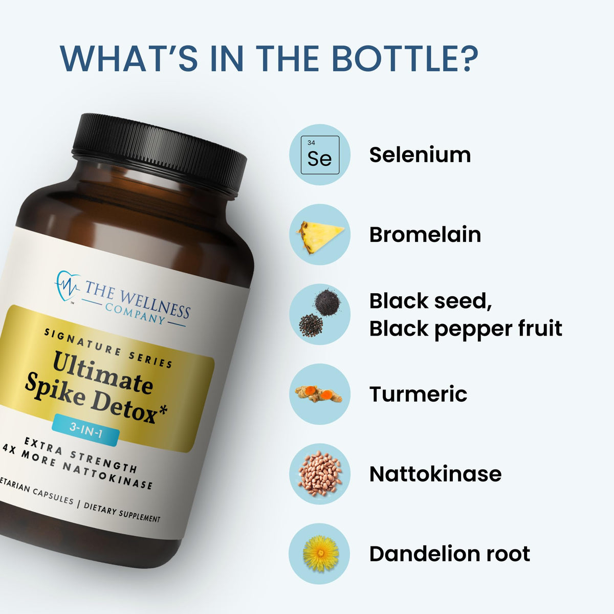 The Wellness Company Ultimate Spike Detox – Dr. McCullough Designed - 3-in-1 Nattokinase, Turmeric, & Bromelain Extra Strength | 120ct (1 Month Supply) The Wellness CompanyBuy Supplements Australia