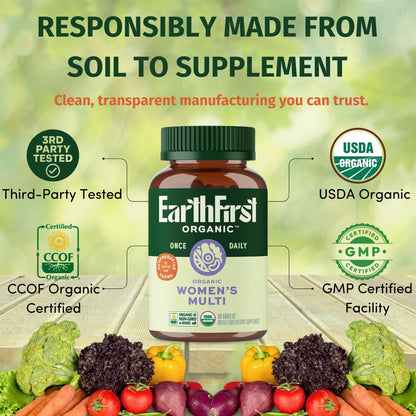 EarthFirst Organic Women’s Multi Once Daily, Women's Multivitamin, Iron, Vitamin B12 & More, 19 Vitamins from Herbs & Superfoods, 30 Count EarthFirst Organic buy supplements Au