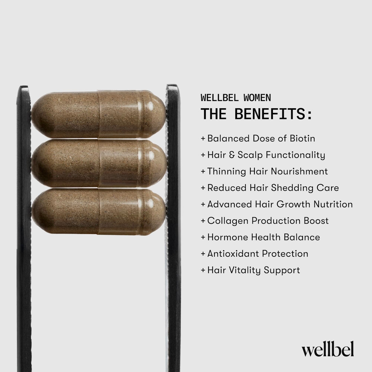 WELLBEL Women Clean Supplement for Hair, Skin, and Nails, Vegan, Gluten Free and Non GMO 90 Count WELLBELBuy Supplements Australia