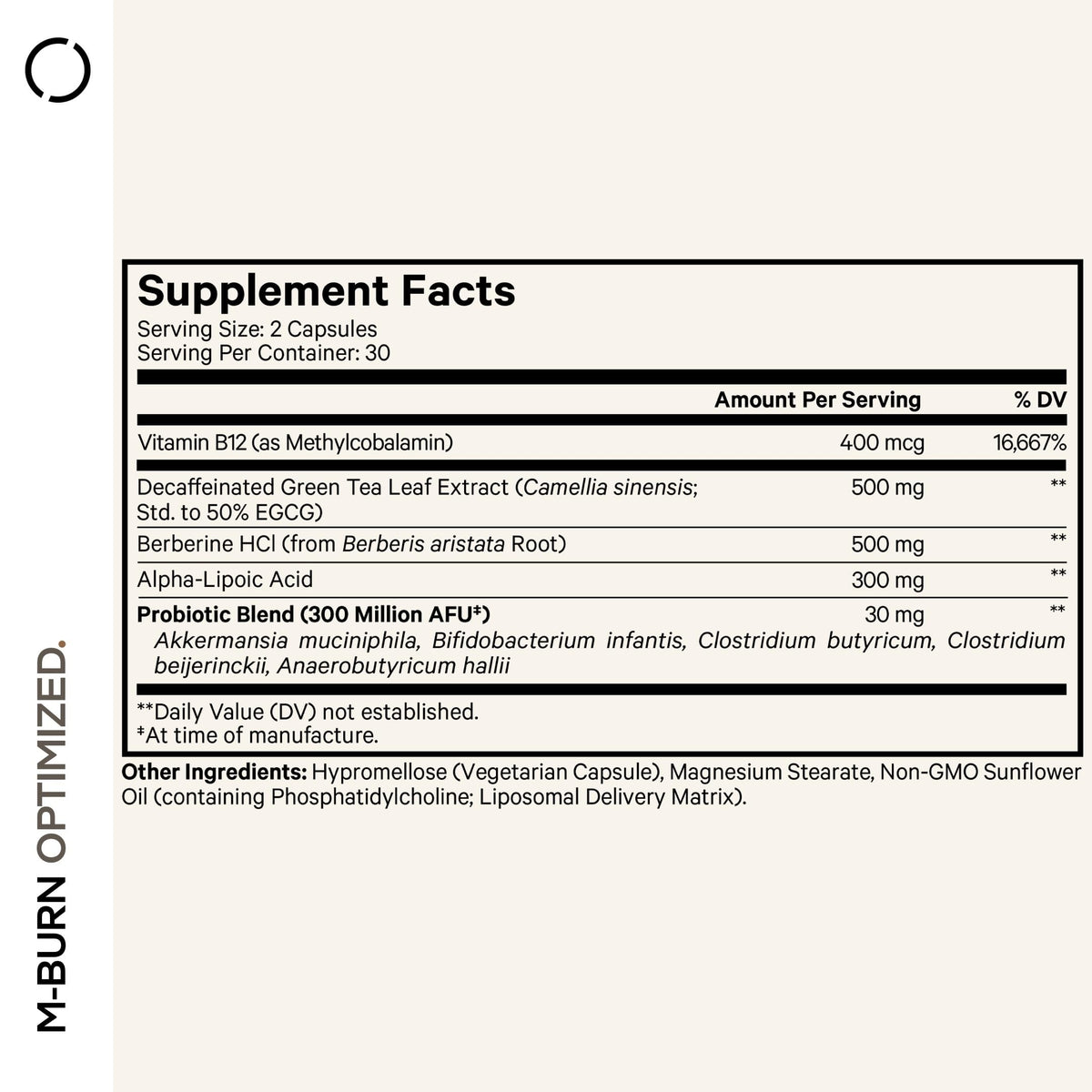 Codeage M-Burn Optimized Supplement - Decaffeinated Green Tea Std. to 50% EGCG, Berberine, Akkermansia, Vitamin B12 - Probiotics - Vitamins - 60 Capsules CodeageBuy Supplements Australia
