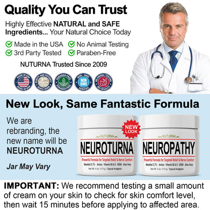 Neuropathy Nerve Cream - Fast Acting for Feet Hands Legs Toes - Ultra Strength Menthol, Arnica, Aloe Vera, MSM, Natural Soothing Nerve Comfort - Extra Large 8 oz NuturnaBuy Supplements Australia