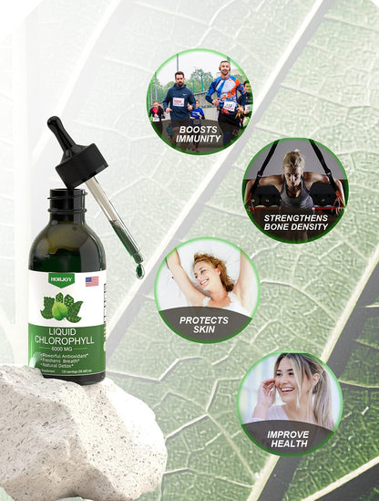Chlorophyll Liquid Drops - 100% Natural Energy Booster and Immune Support - Internal Deodorant and Detox - Altitude Sickness Relief - Fast Absorption