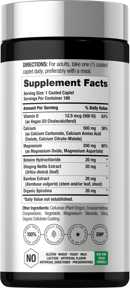 Horbäach Calcium Magnesium D3 | 180 Coated Caplets | Supports Bone Density | Supplement for Men and Women