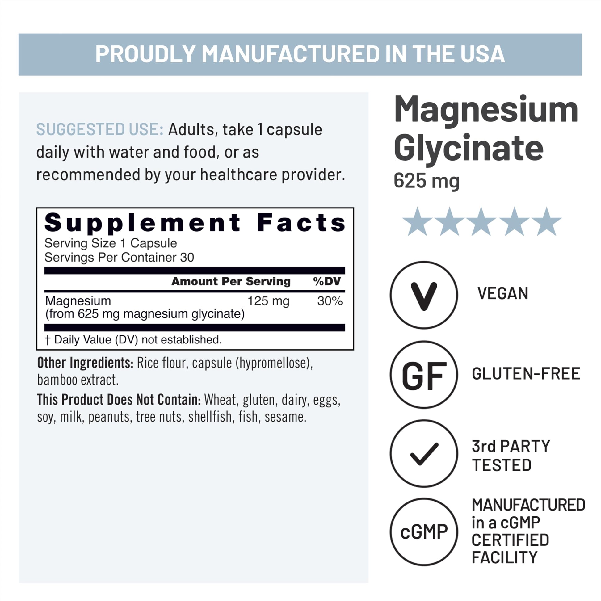 NatureWise Magnesium Glycinate 625 mg - High Absorption Chelated Magnesium Glycinate for Sleep, Relaxation, Muscle & Bones* - Gentle on Stomach, Vegan, Non-GMO - 30 Capsules[30-Day Supply] NatureWiseBuy Supplements Australia