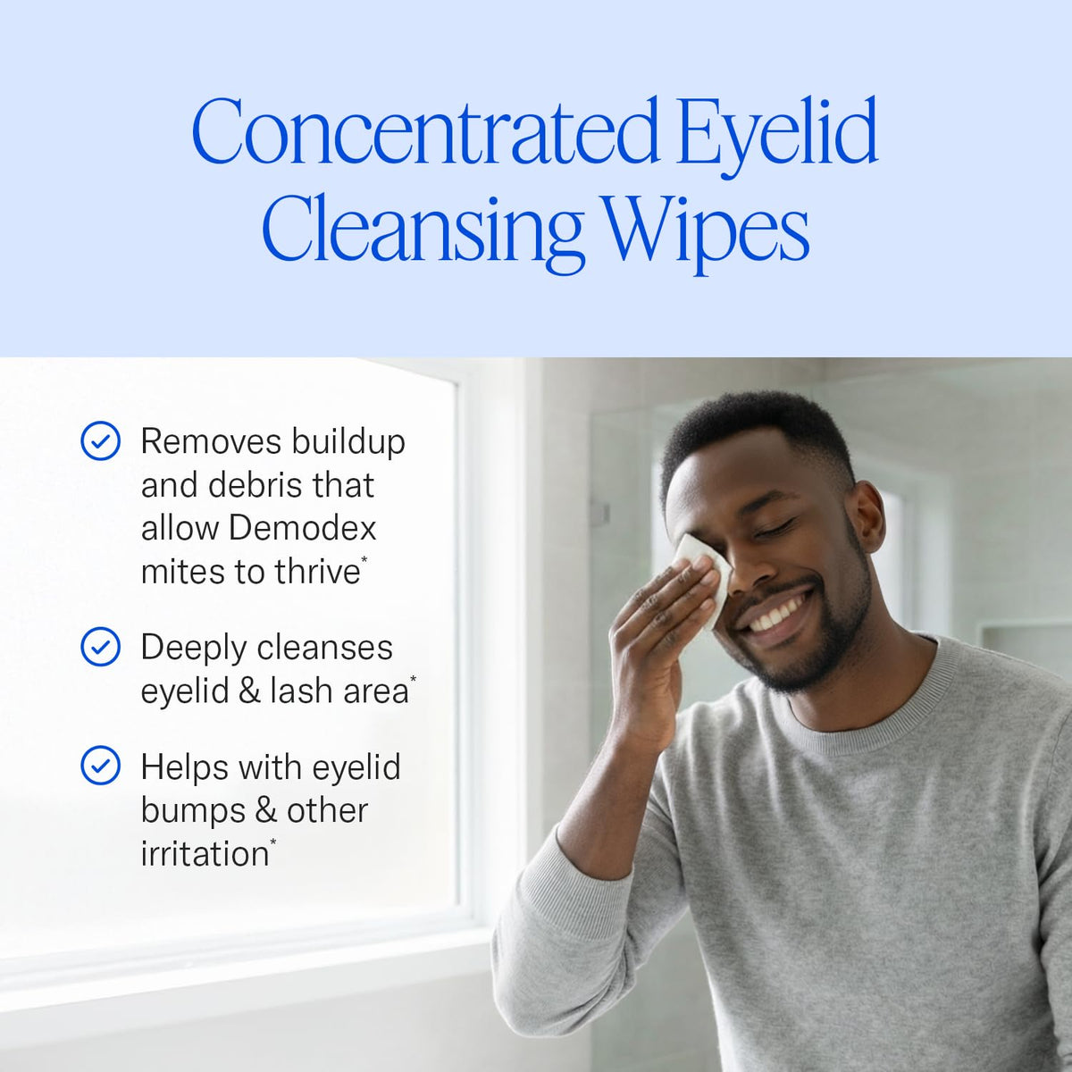 Cliradex Towelettes - Natural Face, Eyelash & Eyelid Cleanser - Wipes for Demodex, Blepharitis, Mgd and Red Irritated Eye Lid